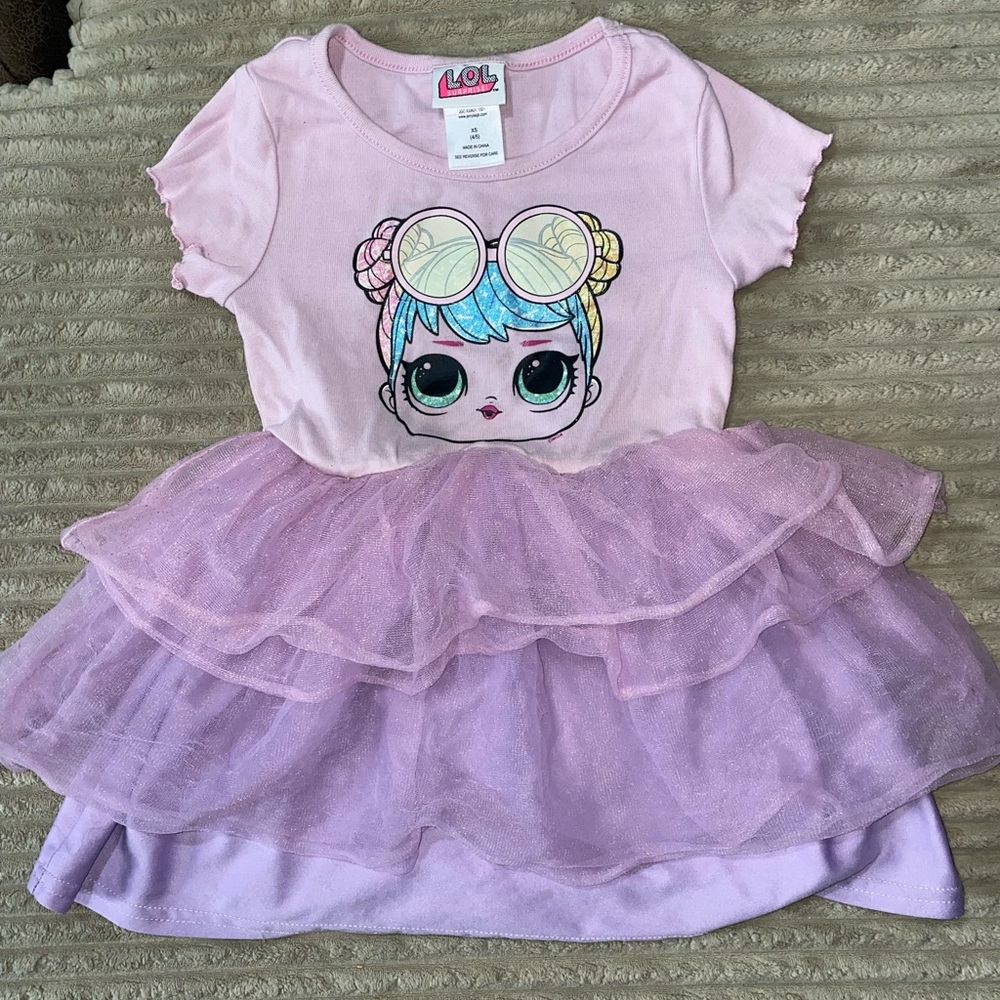 LOL Surprise Girls Pink & Purple Tutu Dress – Size 4T/5T (XS)